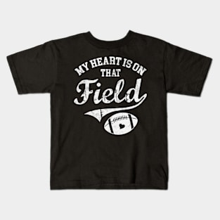 Funny My Heart Is On That Field Football Mom Leopard Kids T-Shirt